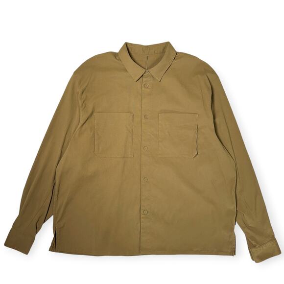 Lululemon Relax Long-Sleeve Button-Up Double Pocket Shirt MENS XL Oversize Brown - Picture 1 of 15